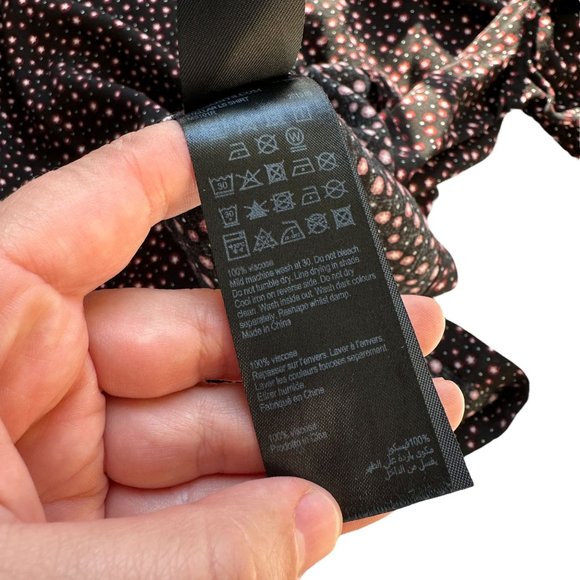 All Saints Womens SMALL Black Ditsy Star Print Collared Button Long Sleeve Shirt - Picture 10 of 10